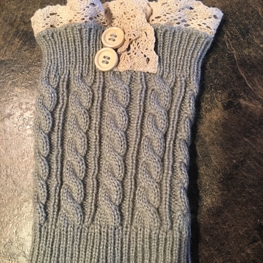Gray lace top boot socks